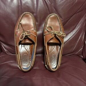 West Marine Boat Shoes Men Sz 9 Classic Nautical Gear Loafers Brown Slip On